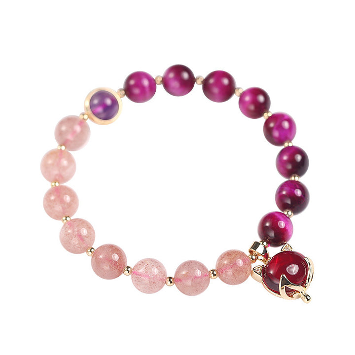 Buddha Stones Natural Strawberry Quartz Pixiu Love Bracelet