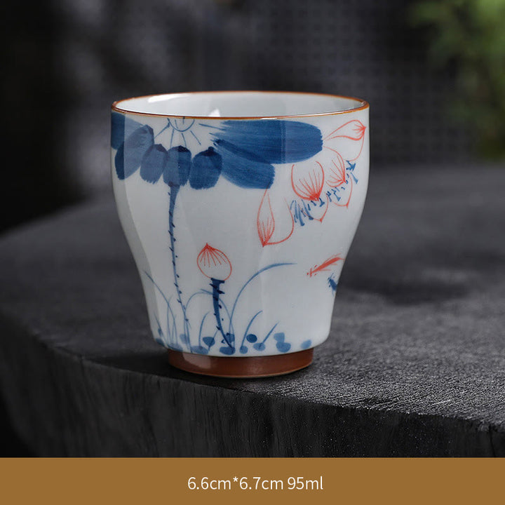 Buddha Stones Lotus Flower Leaf Bamboo Ceramic Teacup Kung Fu Tea Cups