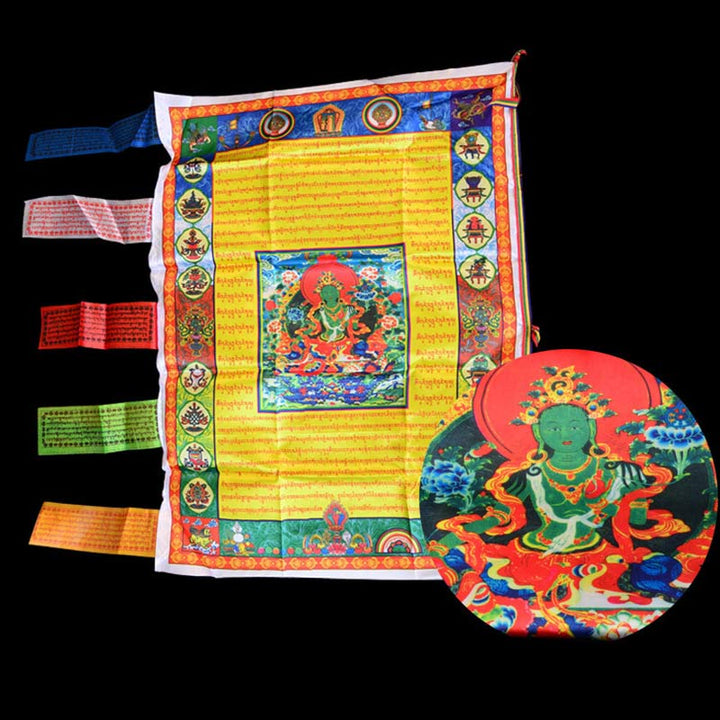 Buddha Stones Tibetan Colorful Windhorse Protection Outdoor Prayer Flag Decoration