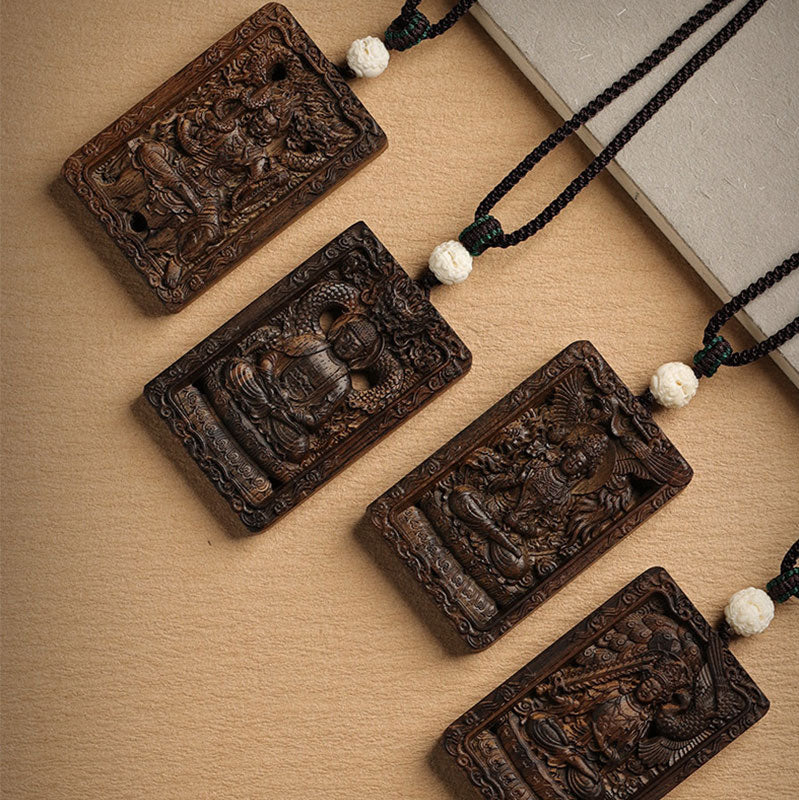 Chinese Zodiac Natal Buddha Brunei Agarwood PiXiu Dragon Peace Necklace Pendant