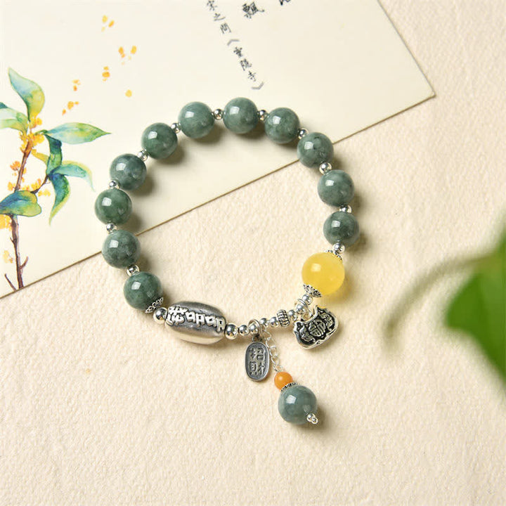 925 Sterling Silver Cyan Jade Amber Success Bracelet