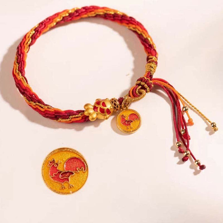 Buddha Stones Chinese Zodiac Handmade Koi Fish String Protection Reincarnation Knot Braid Bracelet