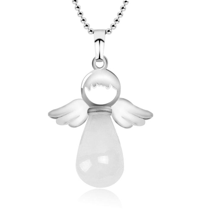 Buddha Stones Little Angel Wings Natural Crystal Luck Necklace Pendant