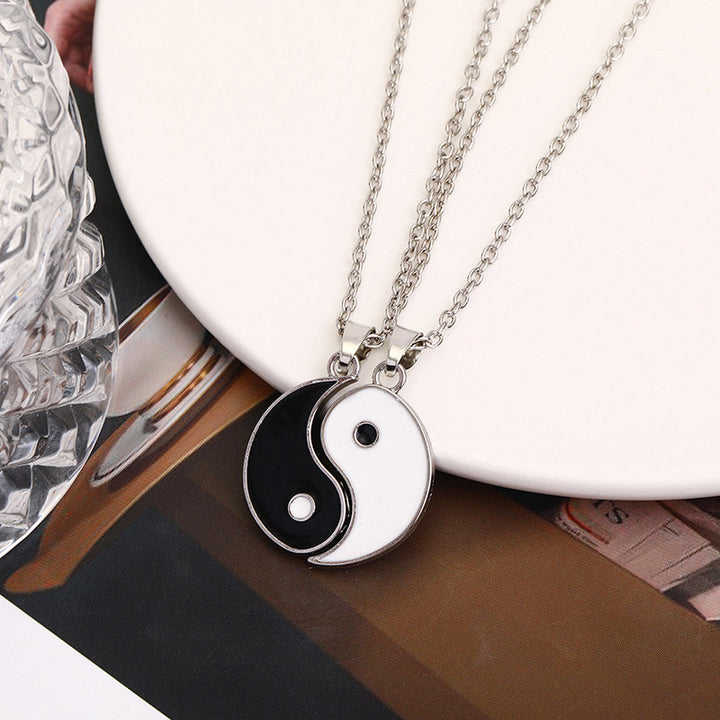 Buddha Stones Yin Yang Hematite Pendant Couple Necklace