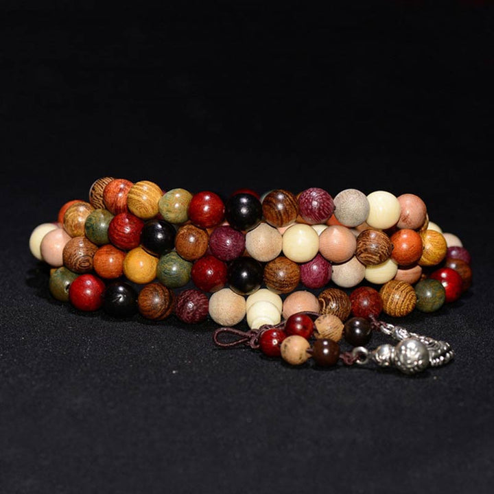 Buddha Stones  108 Beads Wenge Wood Mala Blessing Meditation Bracelet