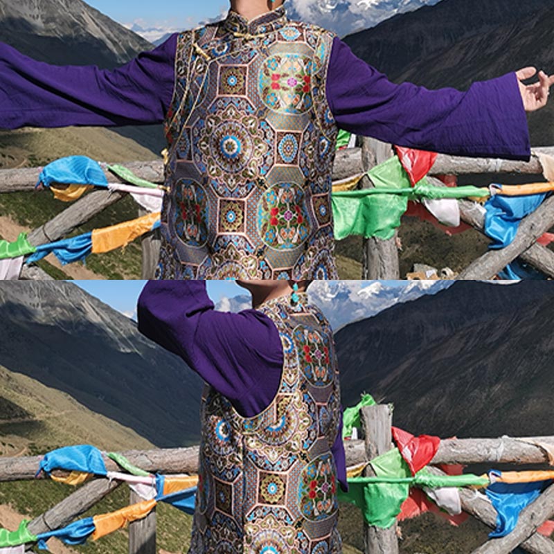 Buddha Stones Tibetan Waistcoat Clothing Lhasa Improved Chinese Mandarin Vest Men Clothing