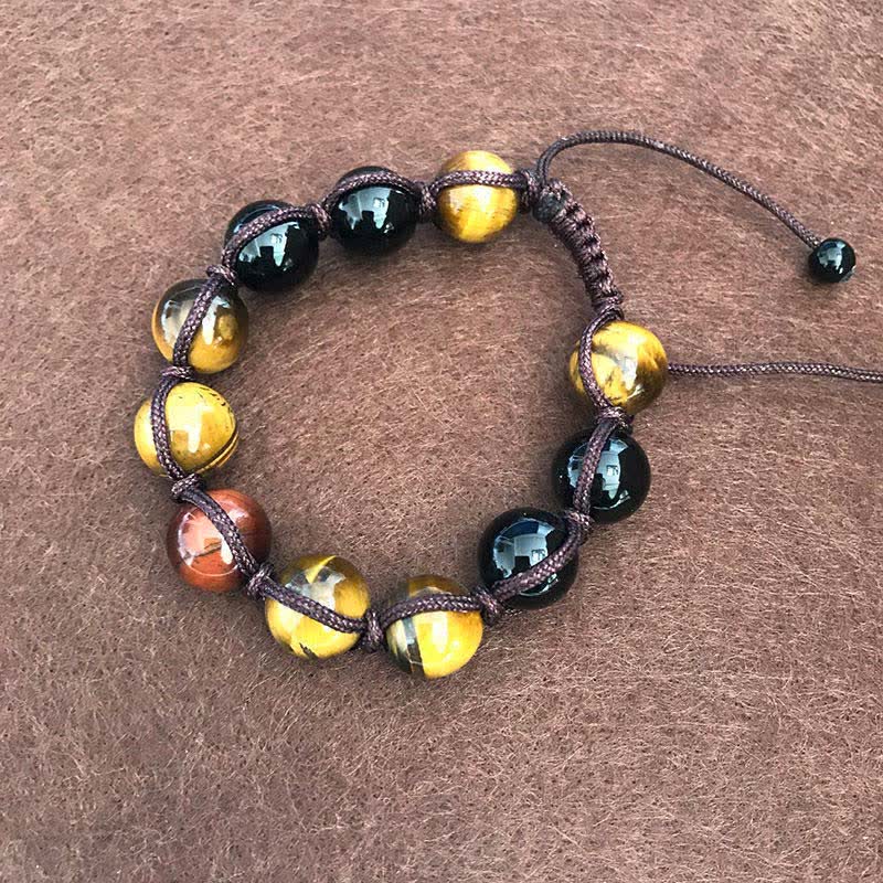 Buddha Stones Lava Rock Tiger Eye Stone Support Healing String Bracelet