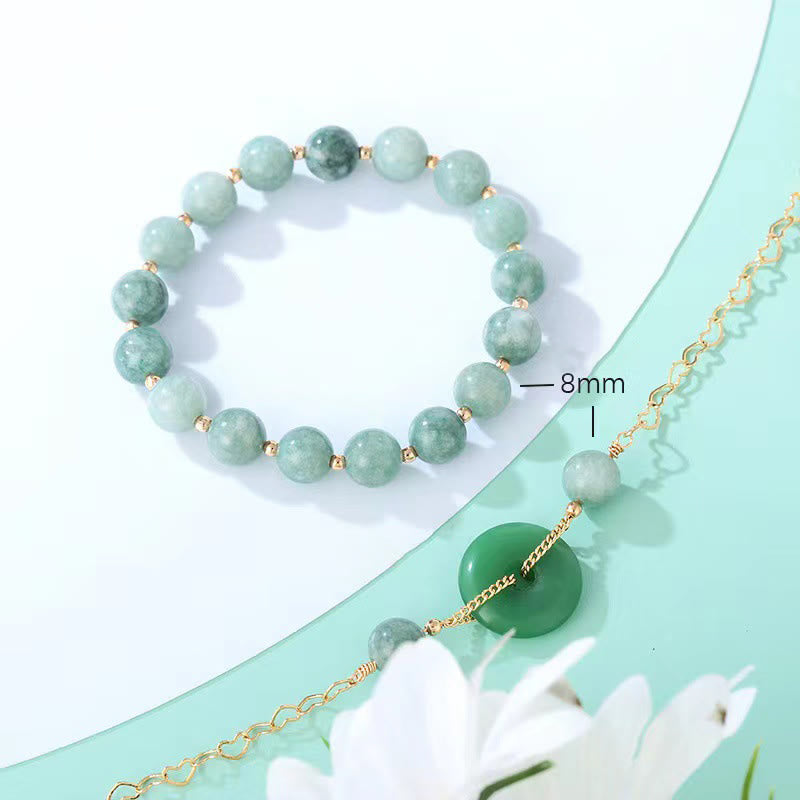 2Pcs Round Jade Peace Buckle Prosperity Luck Bracelet