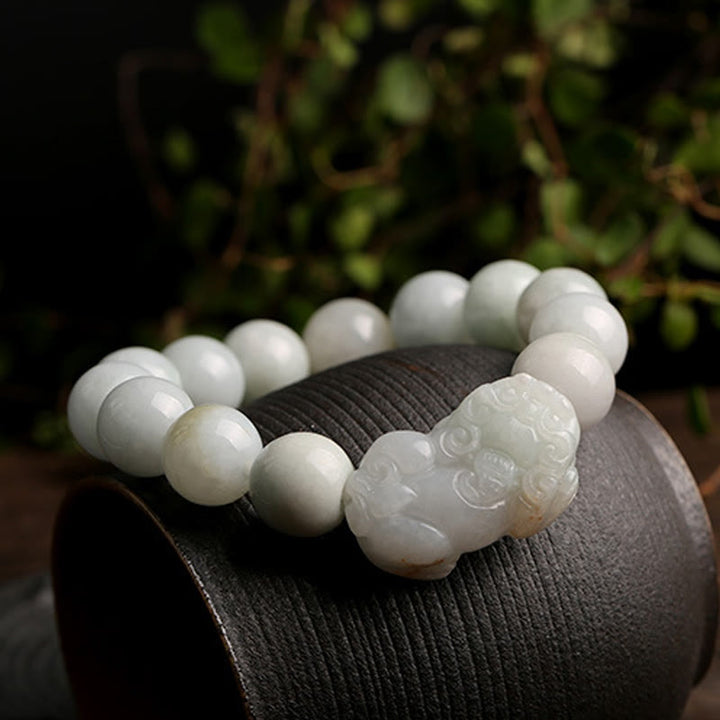 Buddha Stones Fengshui Wealth Prosperity Jade PiXiu Luck Bracelet