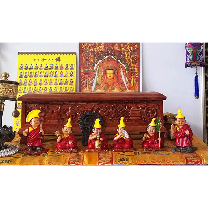 Buddha Stones Hand Painted Tibetan Lama Figures Carved Creative Home Office Car Decoration Ornament