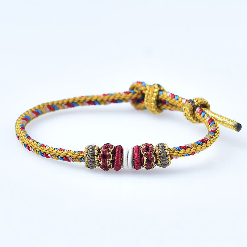 Buddha Stones Handmade Dunhuang Color Luck Braid String Bracelet