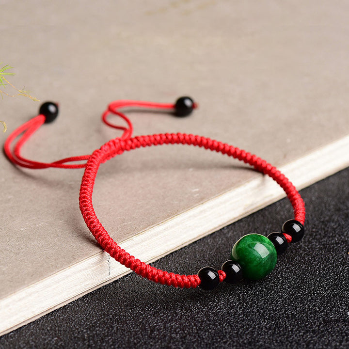 Buddha Stones Lucky and Success Jade Red String Bracelet