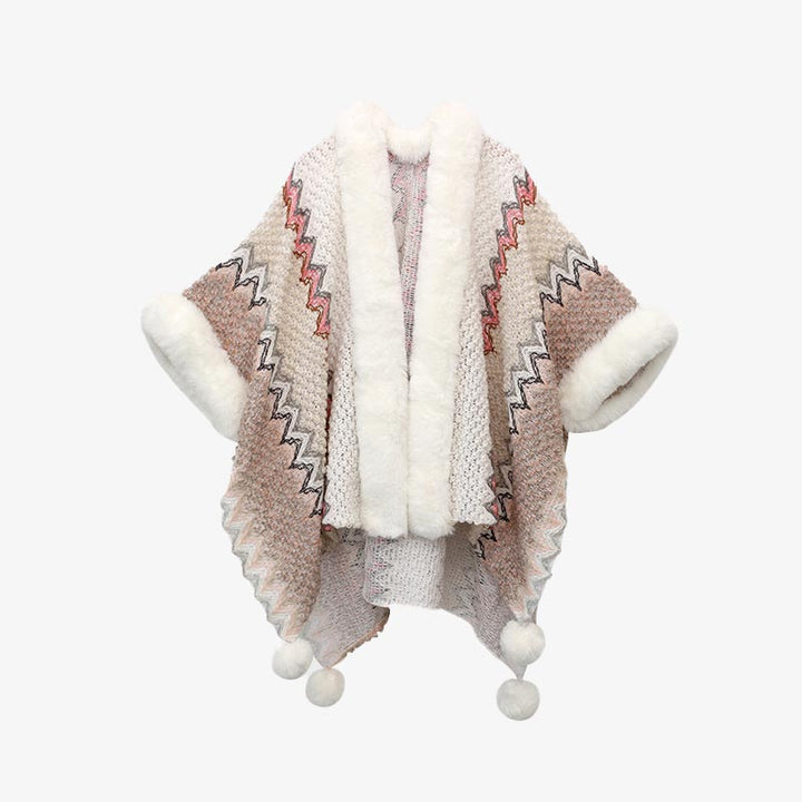 Buddha Stones Tibetan Multicolored Wavy Lines Knitted Striped Shawl Coat Winter Cozy Travel Scarf Wrap