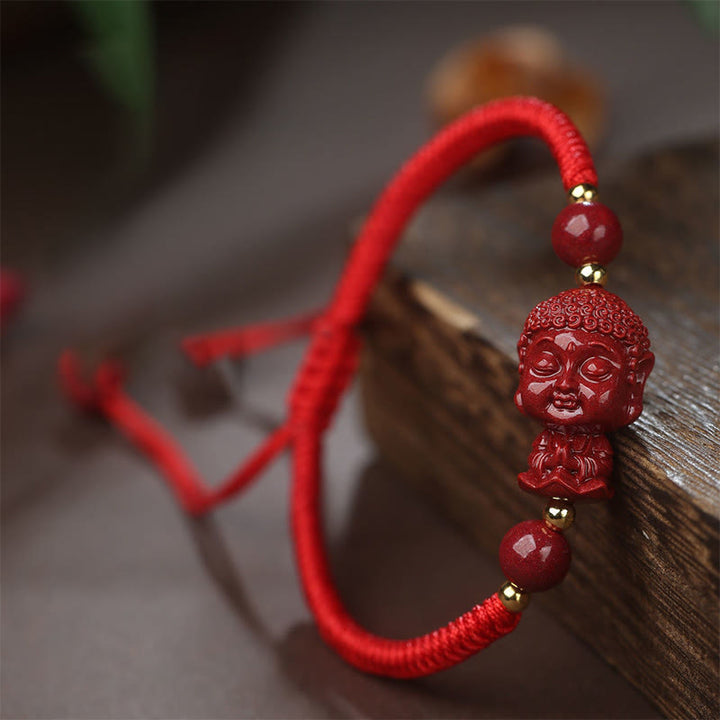 Buddha Stones Chinese Zodiac Natal Buddha Cinnabar Amulet Blessing String Bracelet