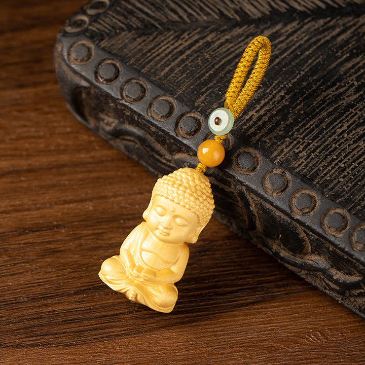 Buddha Stones Tathagata Buddha Serenity Peace Boxwood Keychain