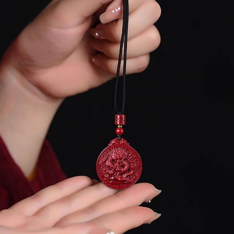 ❗❗❗A Flash Sale- Buddha Stones Year of the Dragon Natural Cinnabar Dragon Protection Necklace Pendant