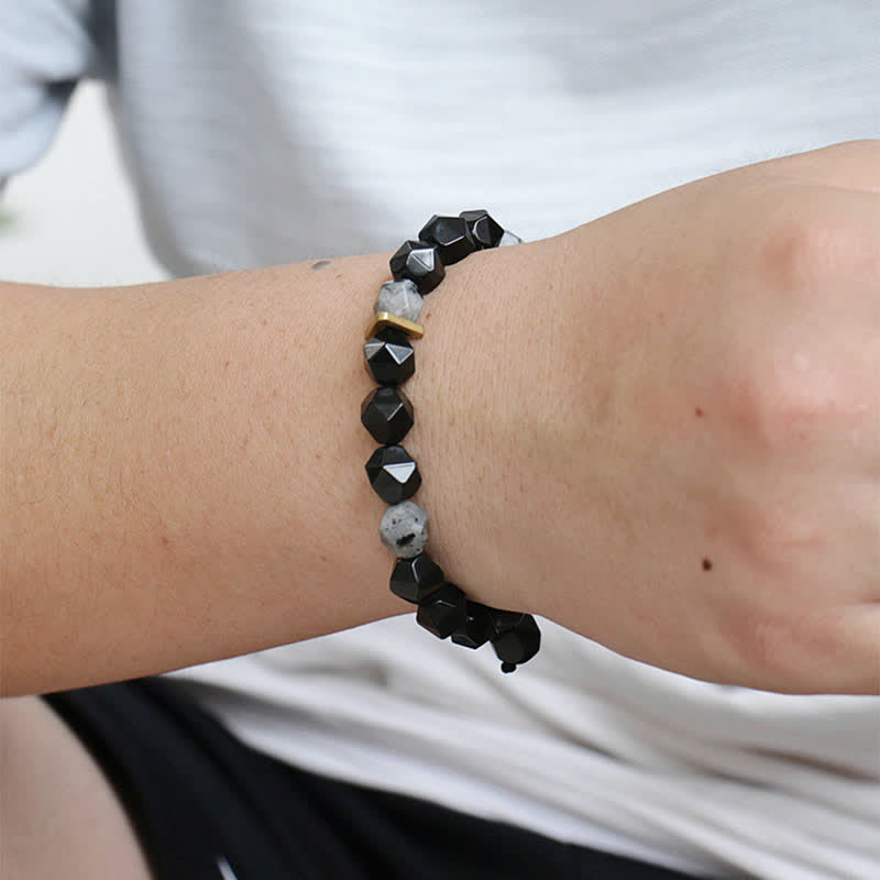 Black Obsidian Black Glitter Stone Purification Bracelet