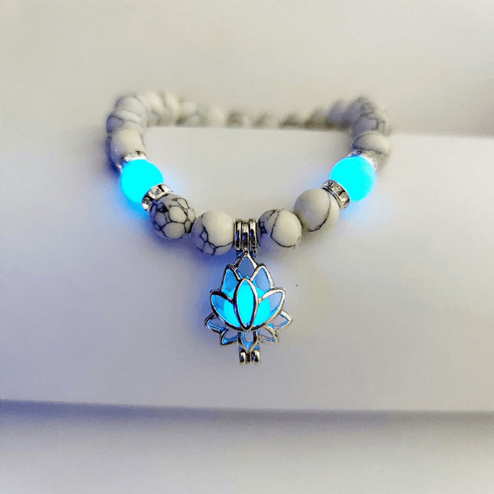 Buddha Stones Tibetan Turquoise Glowstone Luminous Bead Lotus Protection Bracelet