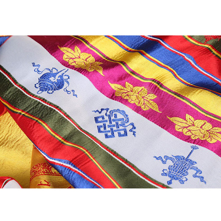 Tibetan Lucky Blessing Multicolored Lotus Mantra Jacquard Khata Decoration