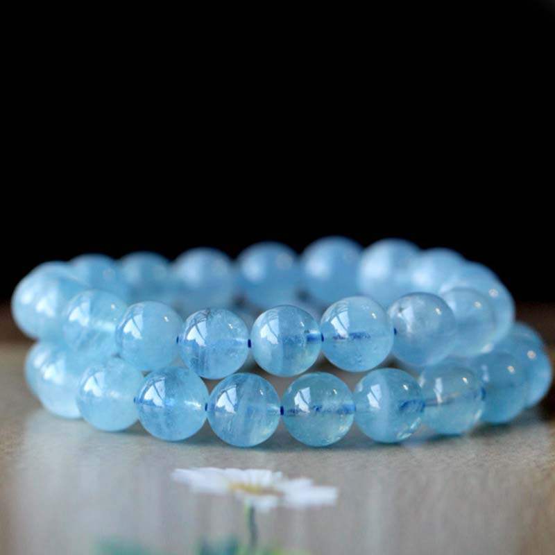 Natural Aquamarine Amber Beads Serenity Healing Bracelet