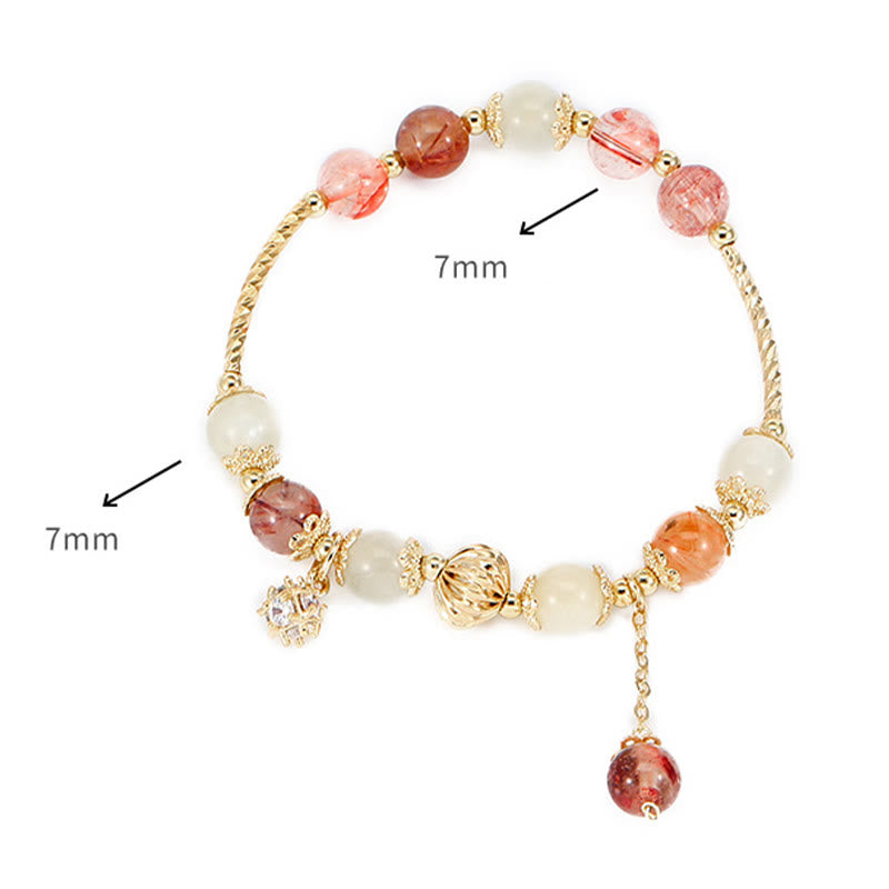 Colorful Rutilated Quartz Cat Eye Zircon Auspiciousness Bead Bracelet