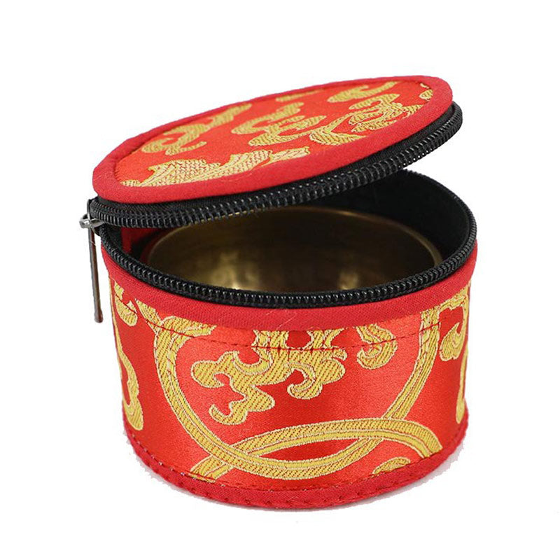 Tibetan Singing Bowl Storage Bag with Zipper Closure Decoration