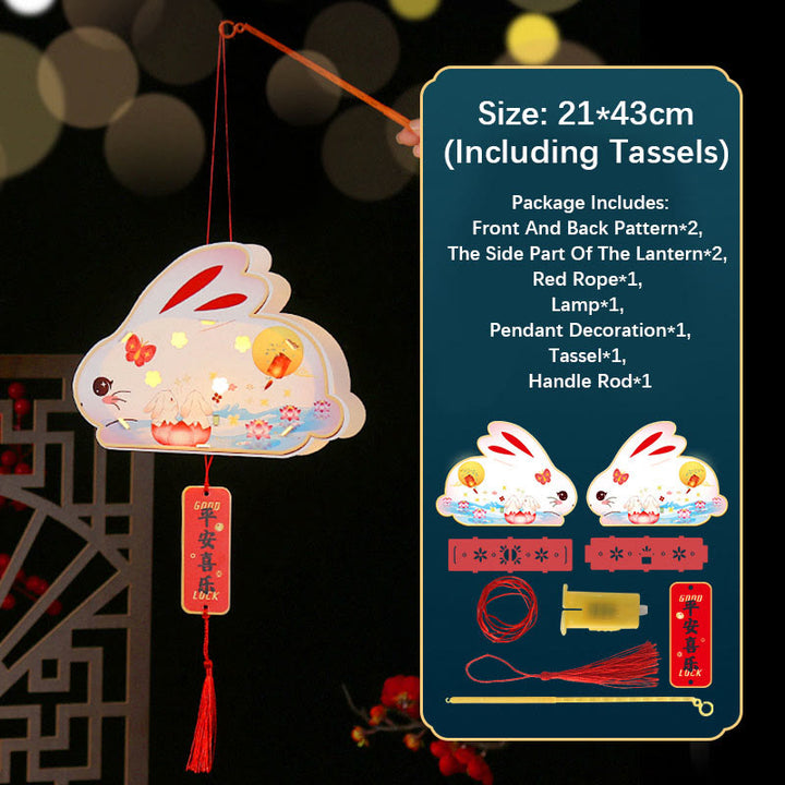 Buddha Stones DIY Good Luck Cute Rabbit Paper Lantern Lamp Mid-Autumn Festival Lantern Decoration