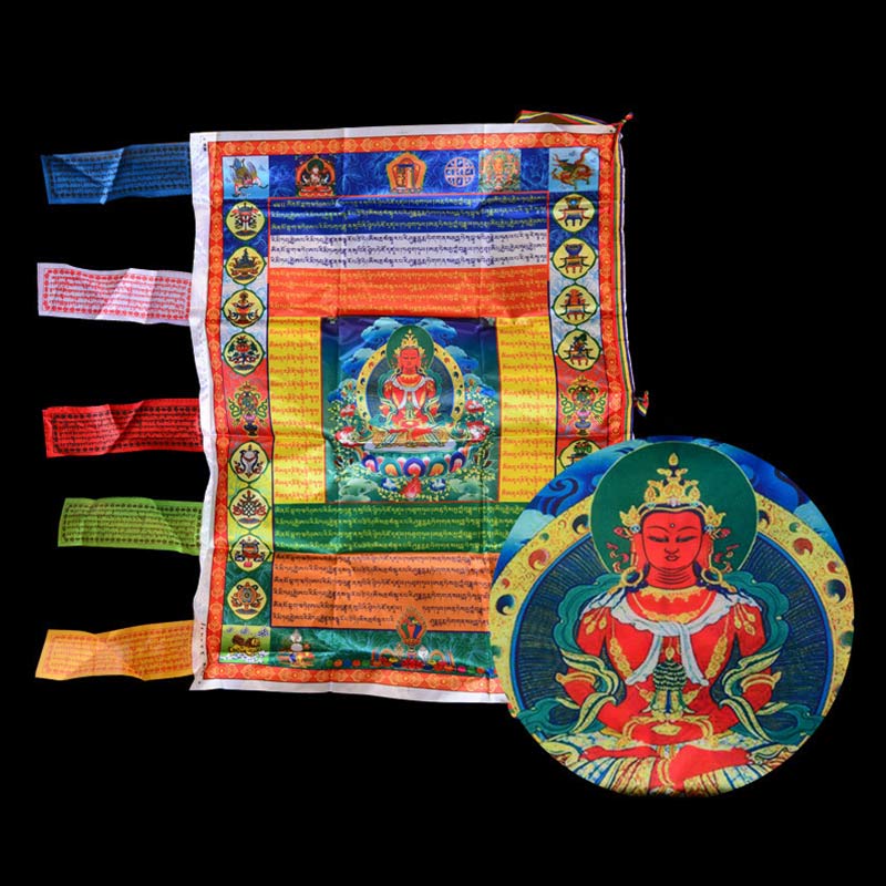 Buddha Stones Tibetan Colorful Windhorse Protection Outdoor Prayer Flag Decoration