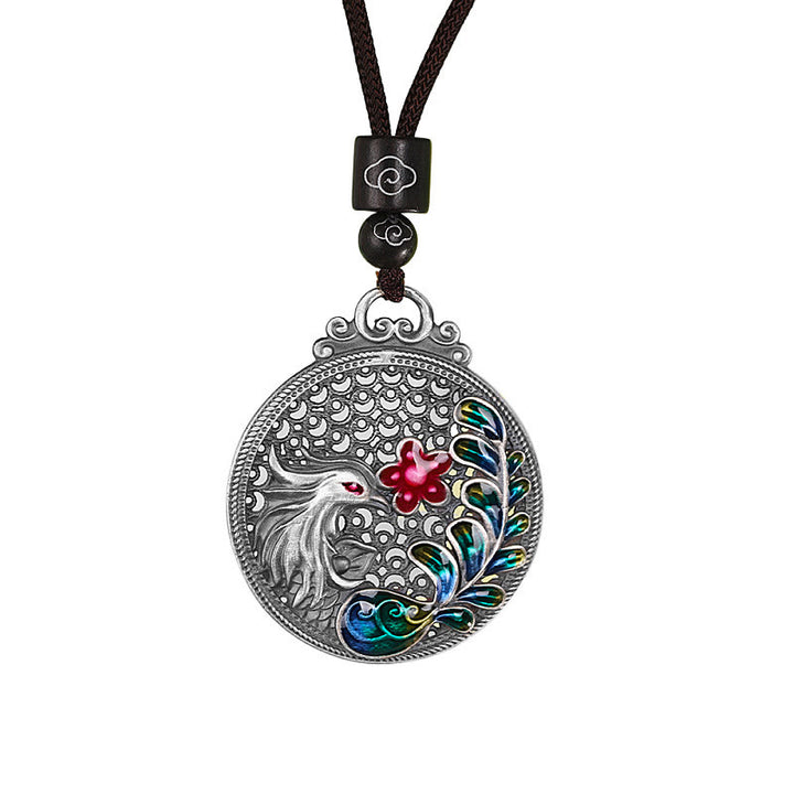 Buddha Stones 990 Sterling Silver Phoenix Luck Protection Necklace Pendant