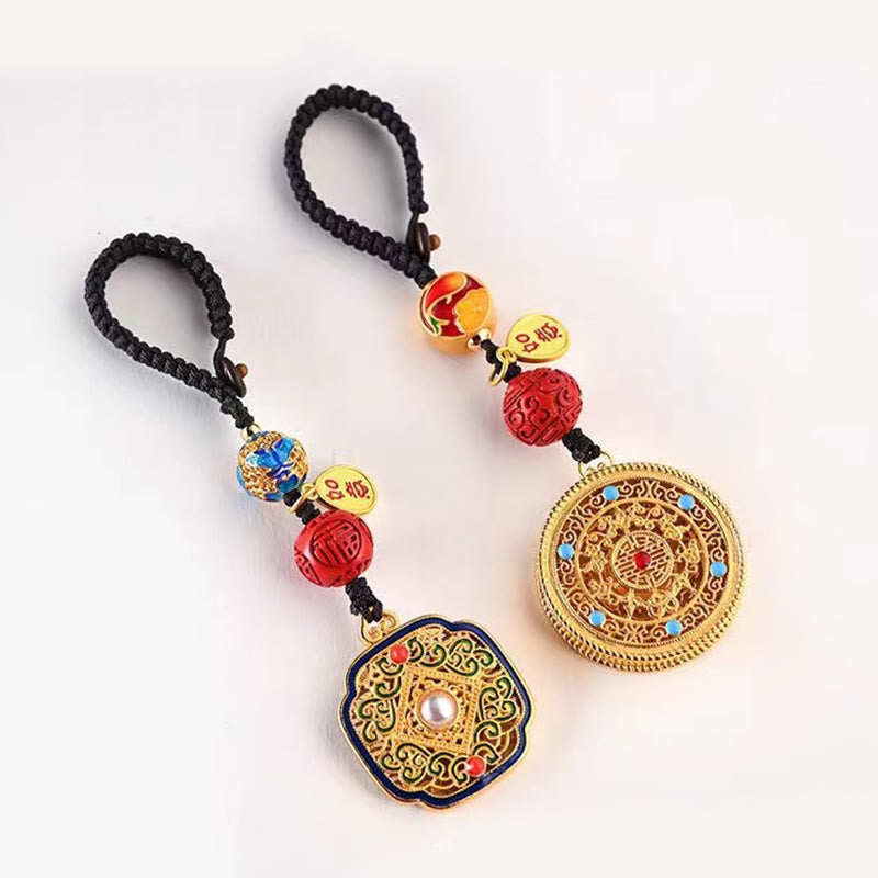 Buddha Stones Fu Character Blessing Ruyi Charm Key Chain