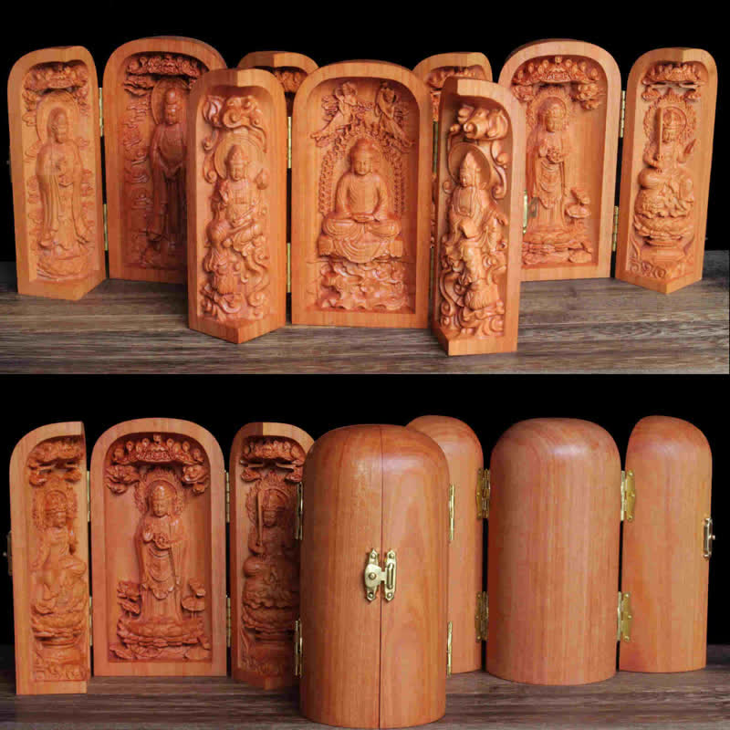 Avalokitesvara Kwan Yin Buddha Cherry Wood Compassion Home Decoration Altar