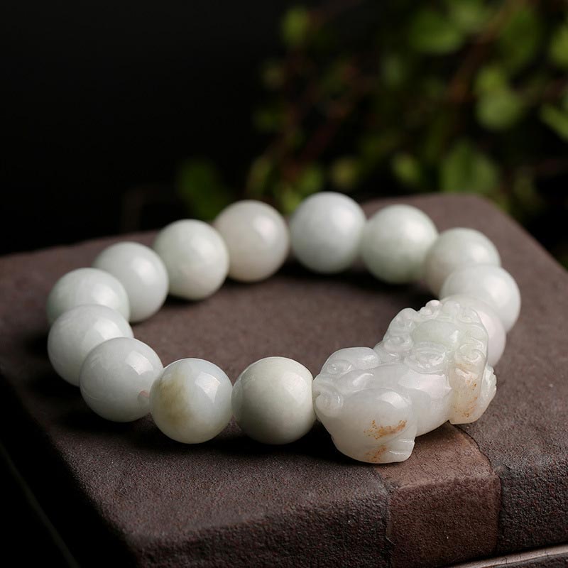 Buddha Stones Fengshui Wealth Prosperity Jade PiXiu Luck Bracelet