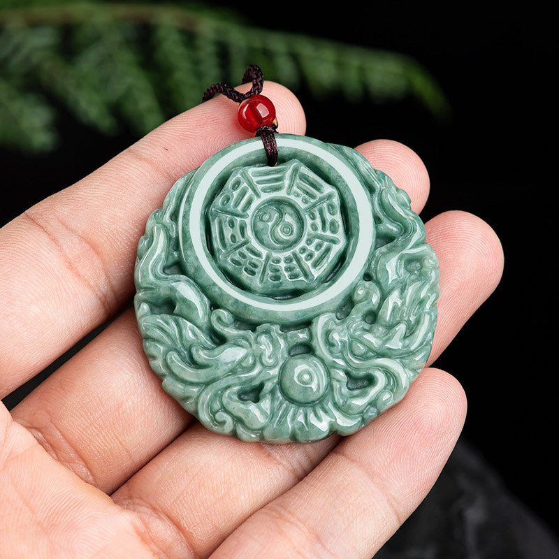 Buddha Stones Dragon Jade Yin Yang Balance Necklace String Pendant