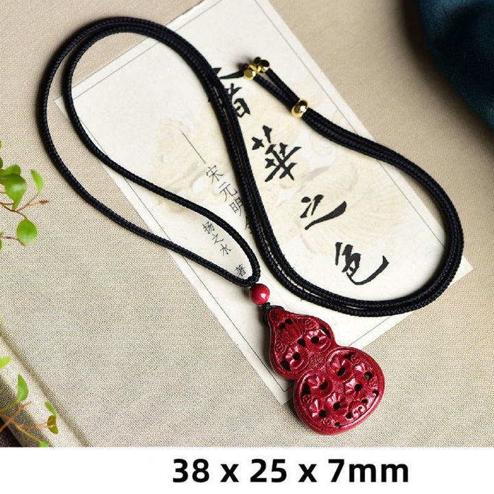 Buddha Stones Laughing Buddha Yin Yang Chinese Zodiac Gourd Natural Cinnabar Blessing Necklace Pendant