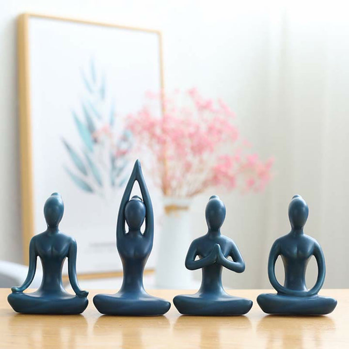 Abstract Yoga Meditation Exercise Ceramics Spiritual Figurine Sculpture Decoration