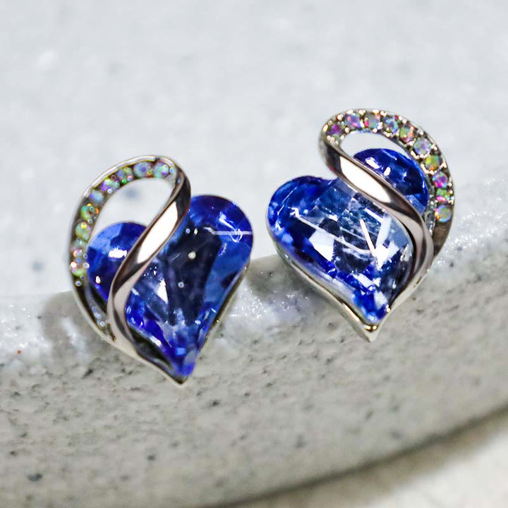 Natural Various Gemstone Birthstone Crystal Love Stud Earrings