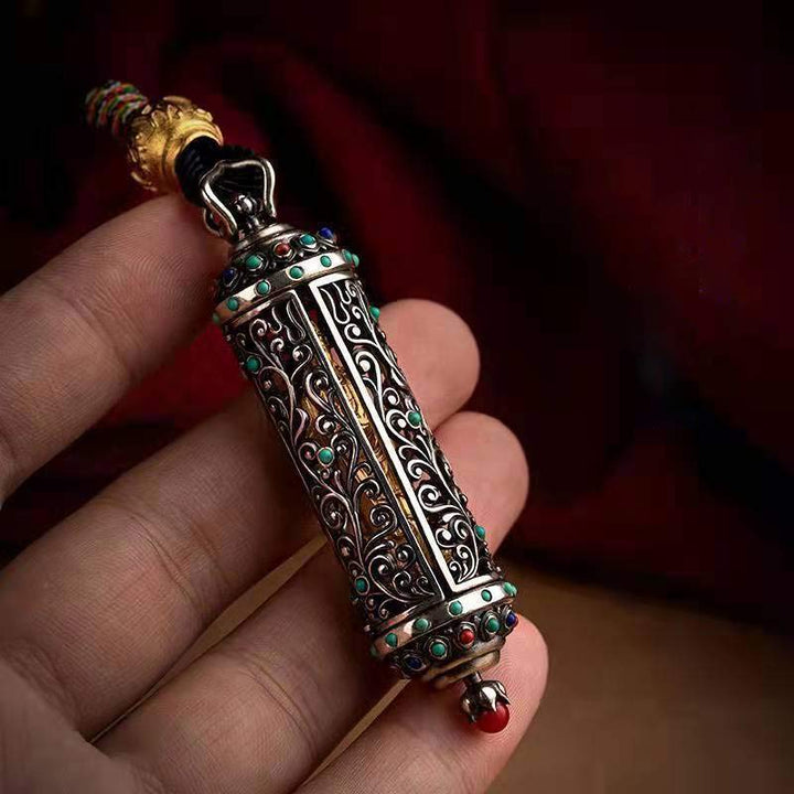 Buddha Stones Tibetan Avalokitesvara Silver Wealth Protection Decoration