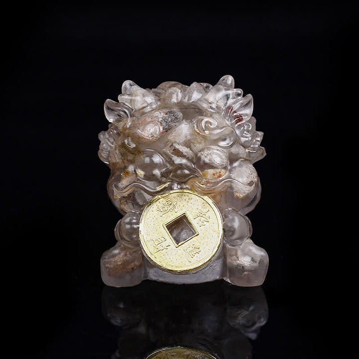 Buddha Stones Handmade Cute PiXiu Gold Coin Crystal Fengshui Energy Wealth Fortune Home Decoration