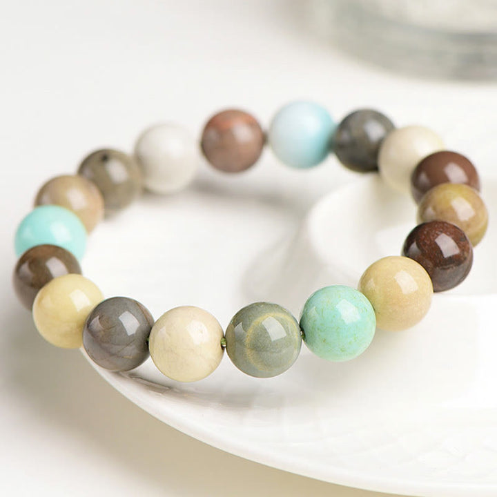 Buddha Stones Natural Colorful Alashan Agate Confidence Bracelet