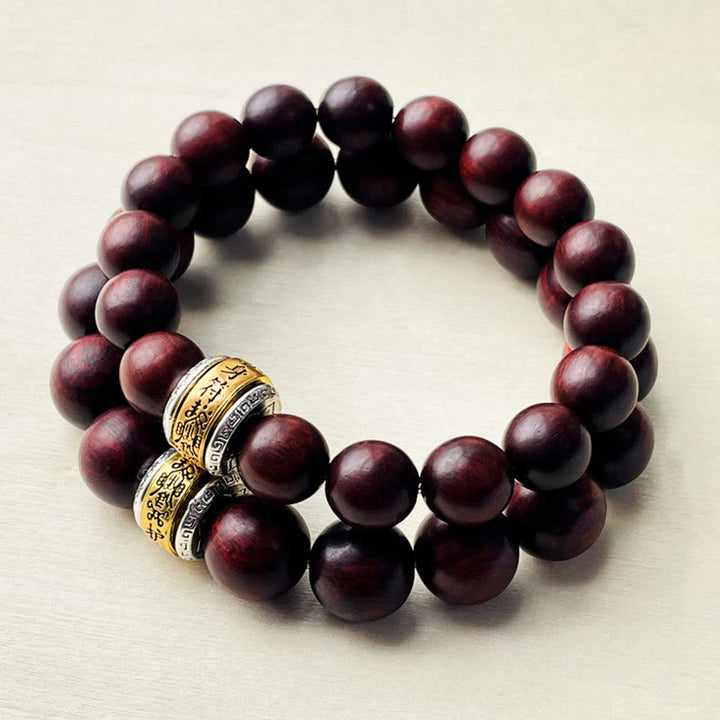 Buddha Stones Small Leaf Red Sandalwood Amulet Protection Bracelet