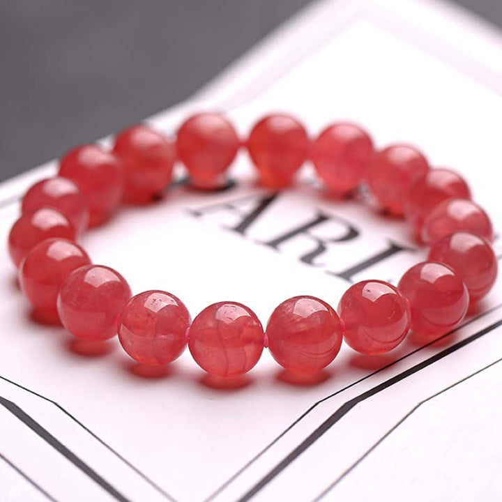 Buddha Stones Natural Strawberry Quartz Blessing Healing Bracelet