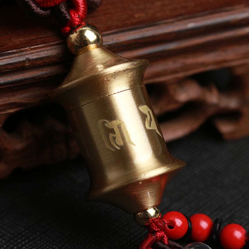 Buddha Stones Tibet Om Mani Padme Hum Prayer Wheel Nine Palace Eight Trigrams Copper Car Hanging Decoration