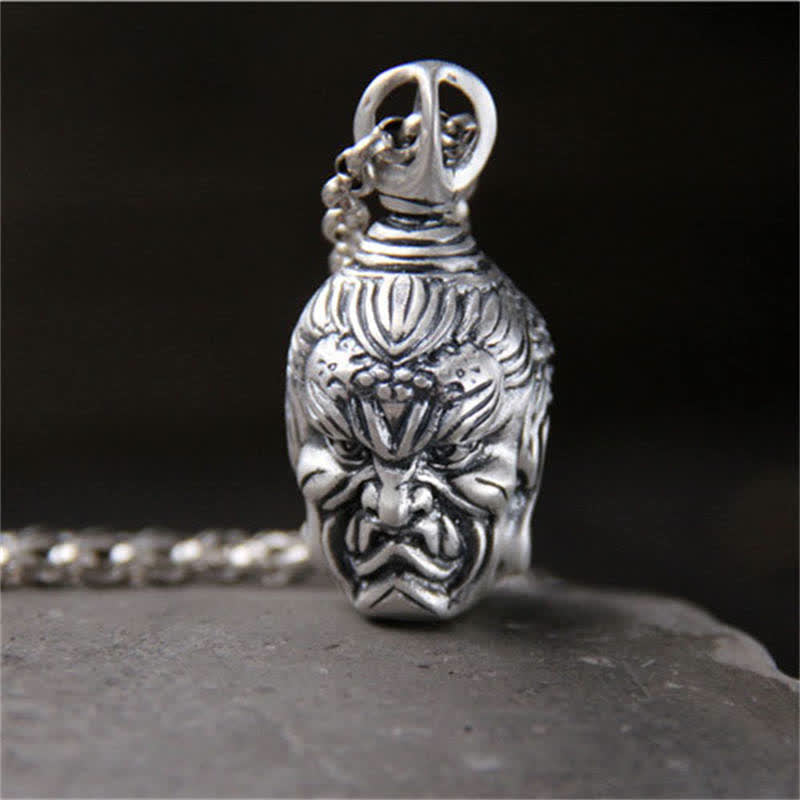 999 Sterling Silver Buddha Demon Serenity Necklace Pendant