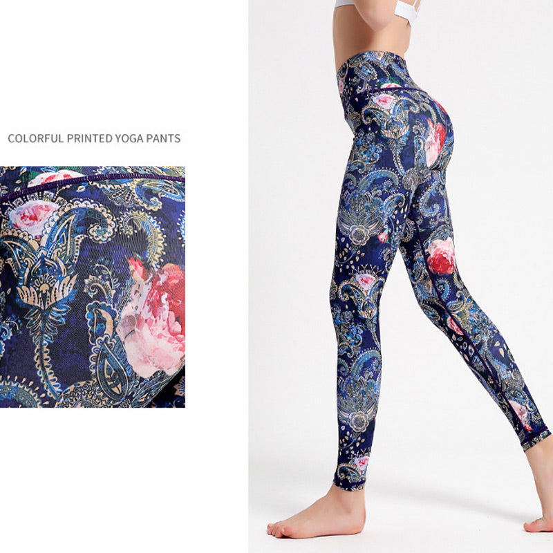 Buddha Stones Flowers Leaves Birds Print Pants Sports Fitness Yoga Dance Leggings Women's Yoga Pants