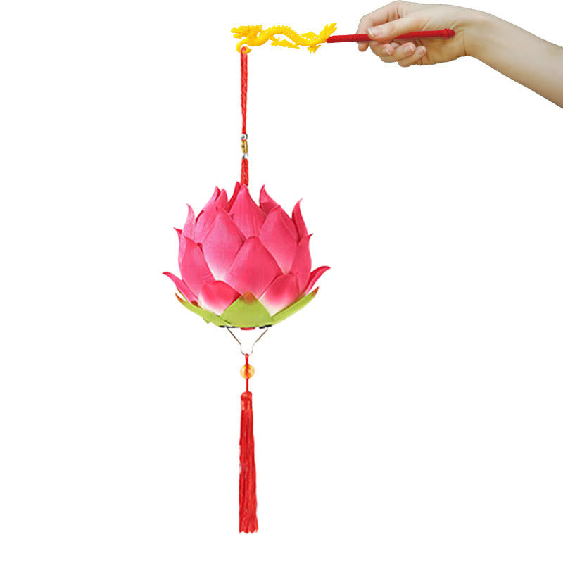 Buddha Stones DIY Lotus Flower Dragon Lantern Tassel Lamp Decoration