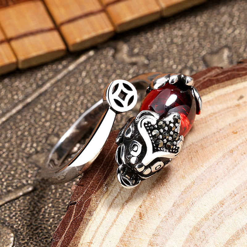 Buddha Stones FengShui Genstone PiXiu Wealth Adjustable Ring