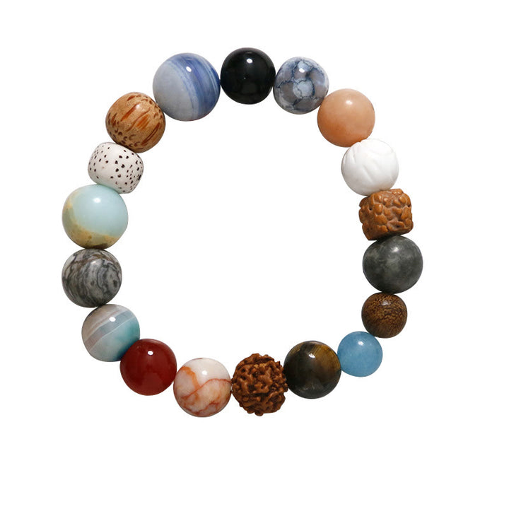 Buddha Stones Natural Bodhi Seed Crystal Stone Agate Keep Away Evil Spirits Bracelet