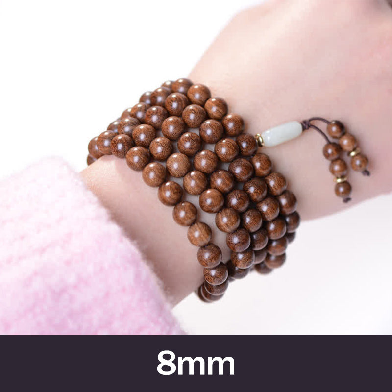 Buddha Stones 108 Mala Beads Rosewood Jade Calm Bracelet