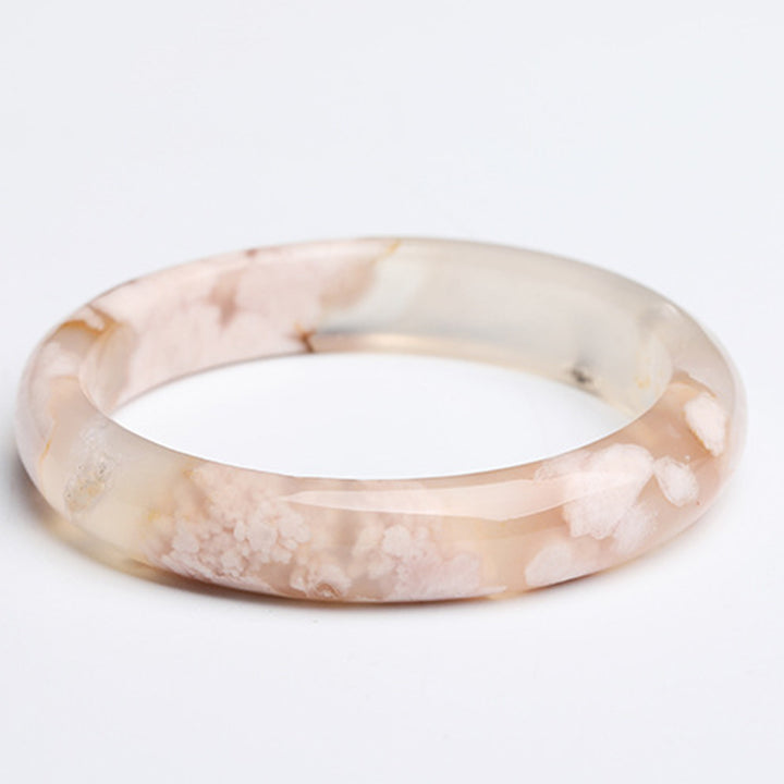 Natural Sakura Agate Peace Bracelet Bangle