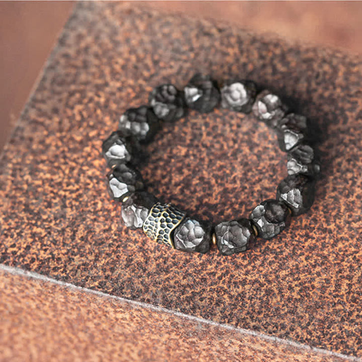 Ebony Wood Copper Peace Balance Couple Bracelet